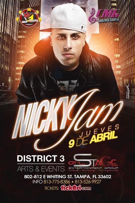 Nicky Jam en Tampa Tickets Boletos at District 3 Arts and Events Venue | Tampa, Florida - 2015 ...