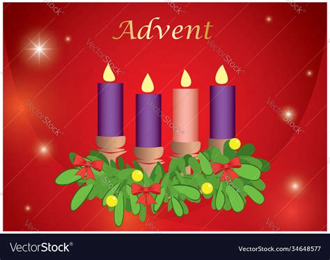 Red festive background with 4 advent candles Vector Image