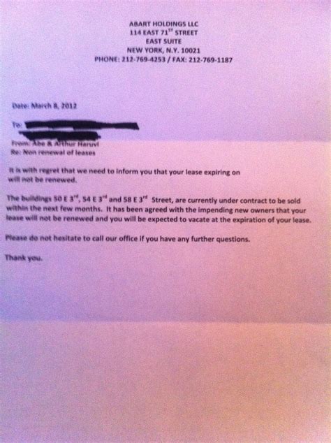 Sample Letter Of Not Renewing Lease