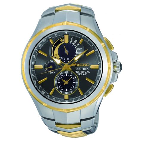 Gents Two Tone Seiko Solar Perpetual Calendar Watch SSC376P9