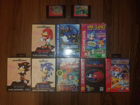 My sonic game collection for my genesis, including physical versions of ...