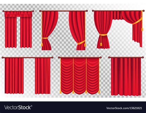 Red curtains set theater curtain Royalty Free Vector Image