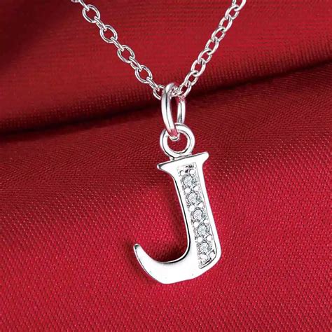 fashion letter J silver plated Necklace New Sale silver necklaces ...