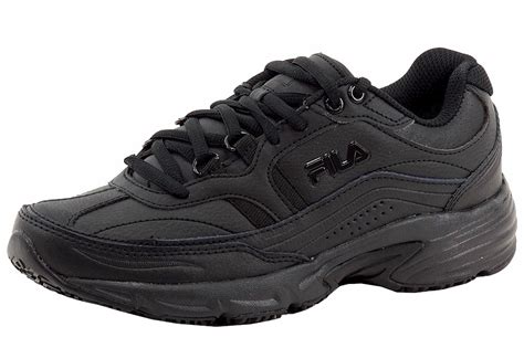 Fila Women's Memory Workshift Black Non-Skid Slip Resistant Sneakers ...