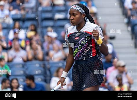 New York, NY - August 31, 2022: Coco Gauff of USA reacts during US Open ...