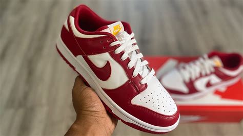 FIRE!! Nike Dunk Low USC Red On Feet Review! - YouTube