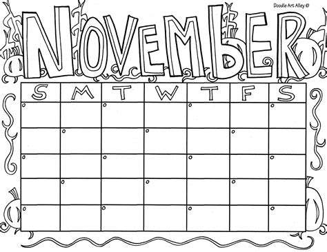 Printable Blank November Calendar