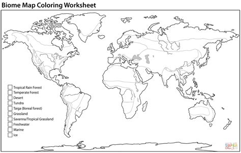 Map of biomes in the world coloring page | Free Printable Coloring Pages