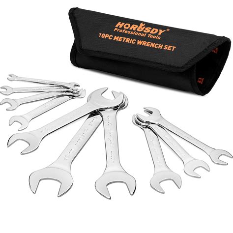 10PC Super-Thin Open End Wrench Set Metric 5MM - 27MM Slim Spanner Rolling Pouch | eBay