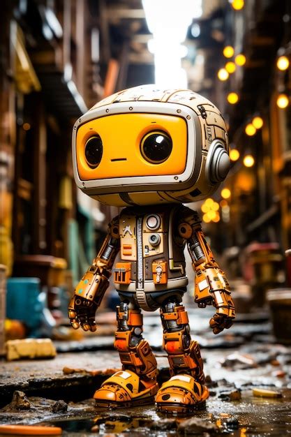 Premium AI Image | Robot toy is standing in the middle of street ...