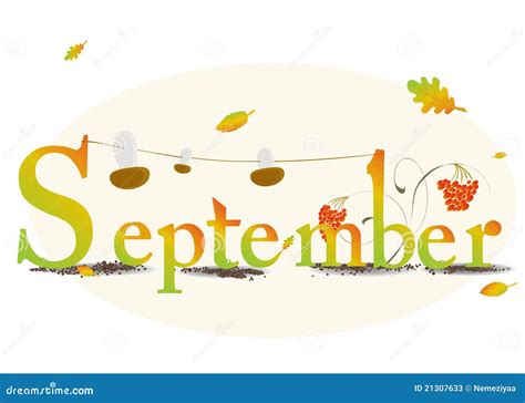 September. stock vector. Illustration of year, mushrooms - 21307633