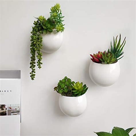 Mkono Wall Planter with Artificial Plants, Decorative Potted Fake Succulents Picks Assorted Faux ...