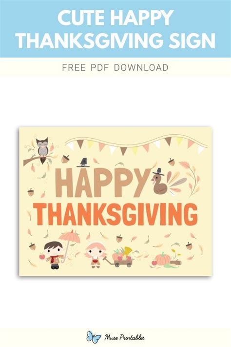 Printable Cute "Happy Thanksgiving" Sign Template | Thanksgiving signs, Happy thanksgiving sign ...