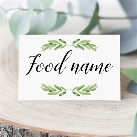 Greenery Food Labels printable | DIY food cards instant download – LittleSizzle