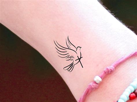 Dove Cross Temporary Tattoo / Religious Tattoo - Etsy