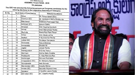 Congress Releases First List Of 65 Candidates For Telangana Assembly ...