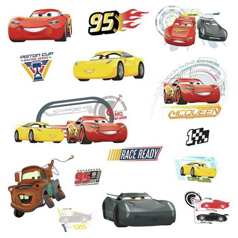 Disney CARS 3 MOVIE WALL DECALS Lightning McQueen Mater Cruz Stickers Room Decor - Walmart.com ...