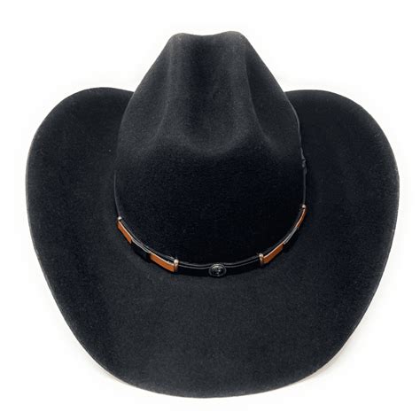 Cattleman Western Cowboy Hat with black and brown leather band - Black