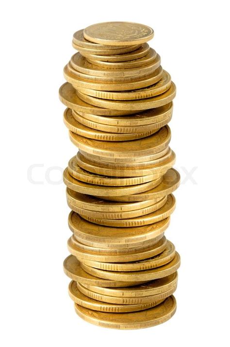 Gold coins stack isolated on white | Stock image | Colourbox