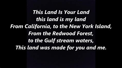 THIS LAND IS YOUR LAND My Land Lyrics Words text Woodie GUTHRIE cover trending Sing Along Song