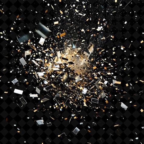 Glitter Bomb Explosion With Sparkles Confetti and Streamers PNG Neon Effect on Dark Background ...