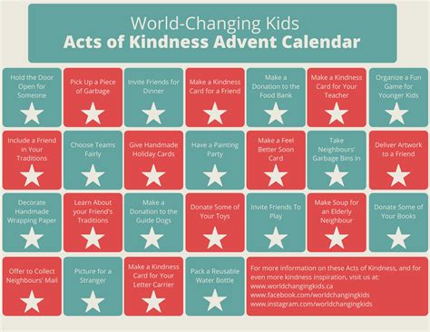 Acts of Kindness Advent Calendar - WORLD-CHANGING KIDS