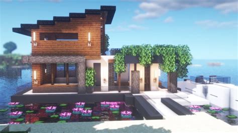 Modern lake house Minecraft Map