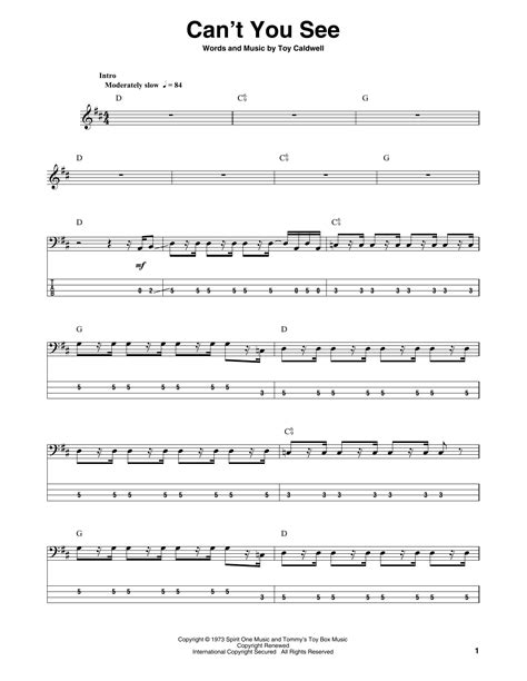 Can't You See by Marshall Tucker Band - Bass Tab - Guitar Instructor