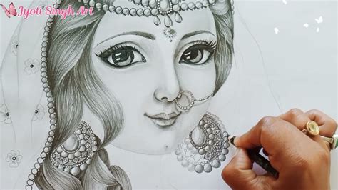 How to draw a very cute Radha drawing / cute animated Radha pencil sketch/ cute Radha Rani ...