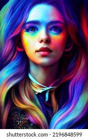 Beauty Girl Psychedelic Digital Art Hd Stock Illustration 2196848599 ...