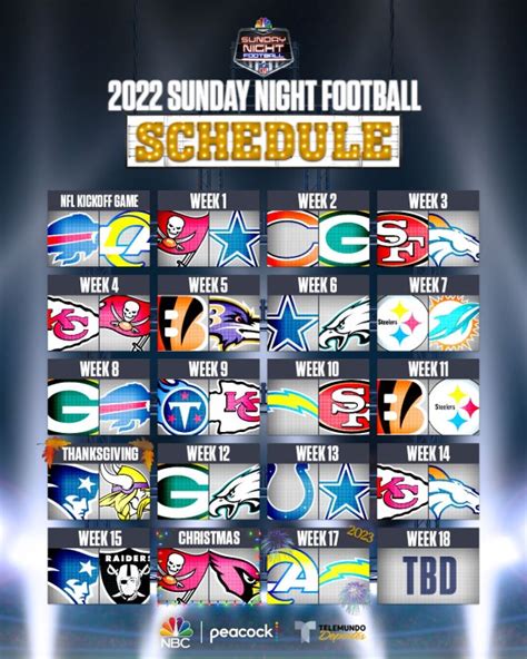 NBC announces 'Sunday Night Football' schedule