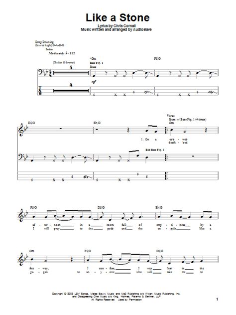 Like A Stone Bass Guitar Tab by Audioslave (Bass Guitar Tab – 27895)