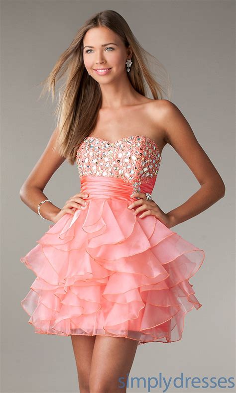 Short Strapless Prom Dress with Ruffled Skirt by LA Glo | Short ...