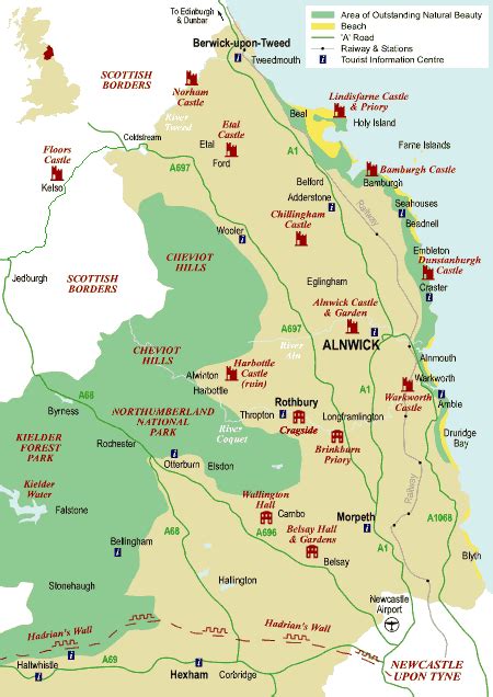 Map of Northumberland - Visit Alnwick | Northumberland map, Northumberland england, Northumberland