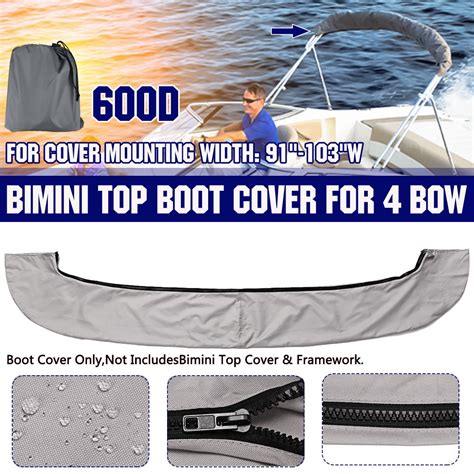 3 / 4 Bow Bimini Tops, Boat Bimini Top Storage Boot Cover for Bimini Tops, V-Hull Boats, Jon ...