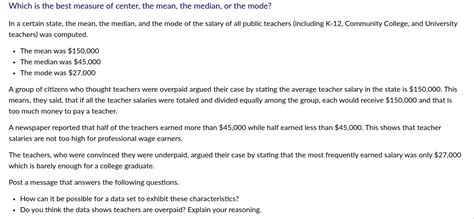 Solved Which is the best measure of center, the mean, the | Chegg.com