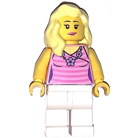 LEGO Dual Sided Female Head with Black Eyebrows, Pink Lips / Sunglasses (Recessed Solid Stud ...