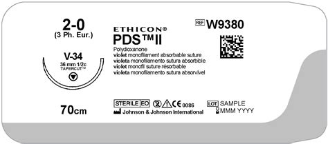 PDS II suture 2-0, W9380H, V-34 70 cm purple - Suture Online