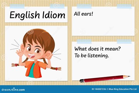 English Idiom All Ears Template Stock Vector - Illustration of vector, listening: 184087236