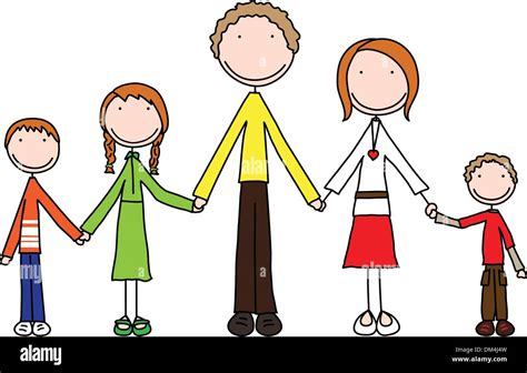 Family of five holding hands Stock Vector Images - Alamy