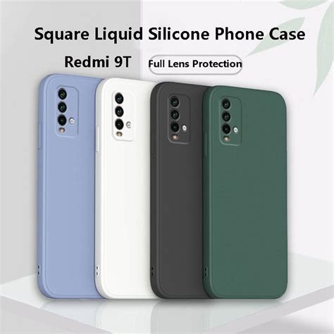 Xiaomi Redmi 9T Redmi9T 9 T Square Liquid Silicone Phone Case Camera ...