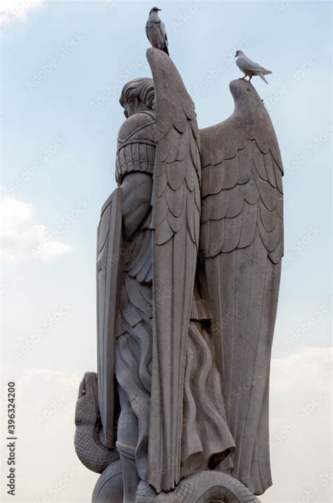 Statue of the Archangel Michael near the Basilica of Guadalupe in ...