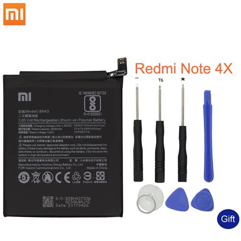 Xiao Mi Original Replacement Phone Battery For Xiaomi Redmi Note 4X / Note 4 global Snapdragon ...