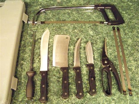 10pc BUTCHER'S KNIFE SET w/ MEAT SAW w/ CASE Cleaver boning Shear Butcher