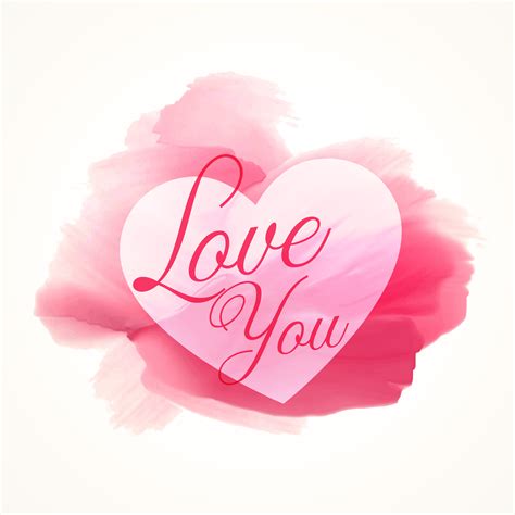 abstract watercolor pink paint with heart shape and love you tex - Download Free Vector Art ...