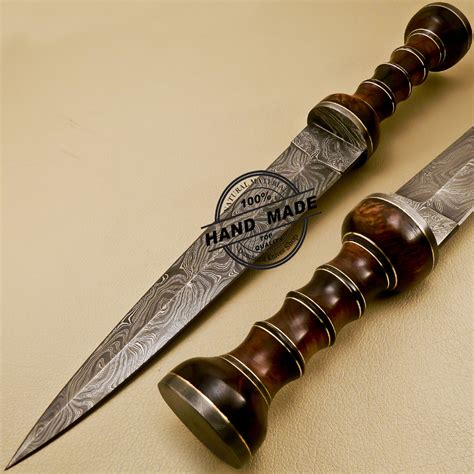 Damascus Dagger Knife Custom Handmade Damascus Steel Hunting Damascus Dagger Knife With Rose ...