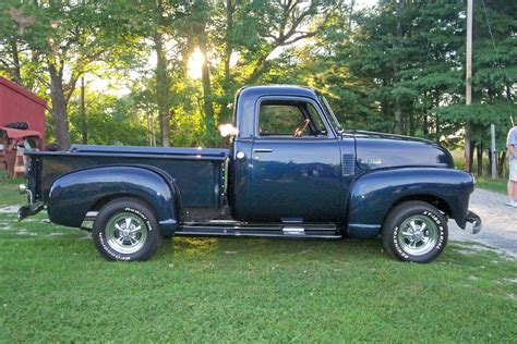 1950 Chevy Truck completed restoraton blue with belting painted black | Maine Mustang