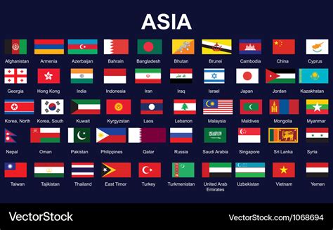 Flags of asia Royalty Free Vector Image - VectorStock