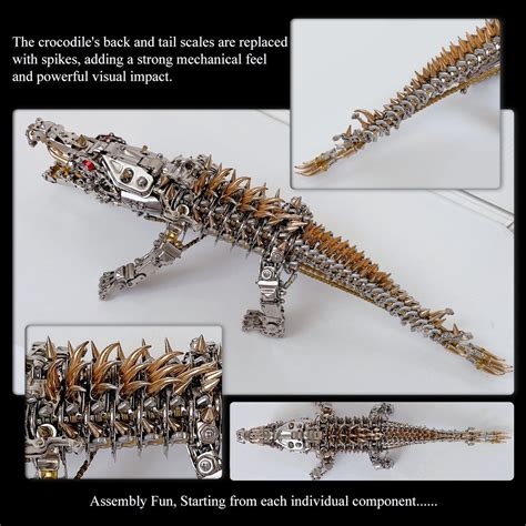 3D DIY Metal Mechanical Crocodile Assembly Model Building Kits 1500+PCS ...