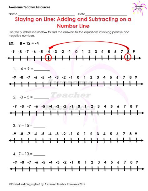 Integers On A Number Line Worksheet - Printable Word Searches